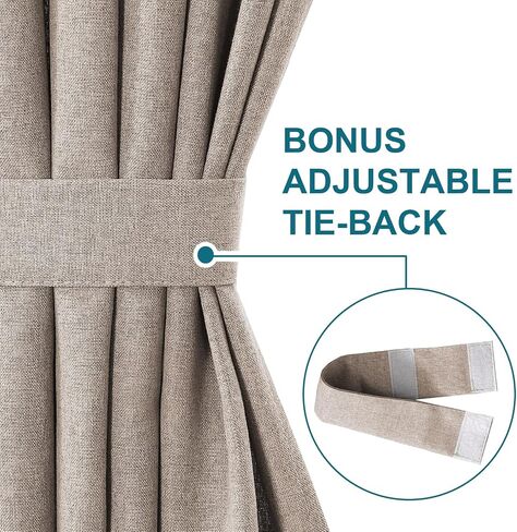 Turquoize Door Curtain Thick Linen Door Curtains for Door Window Curtain French Door Curtain with Tieback Sidelight Door Privacy Panels for Window/Living Room/Doorways, 1 Panel, 25W by 40L, Aqua Gray in Saudi Arabia