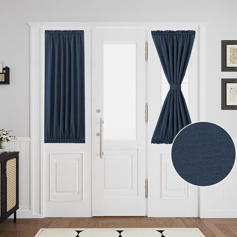 Turquoize Door Curtain Thick Linen Door Curtains for Door Window Curtain French Door Curtain with Tieback Sidelight Door Privacy Panels for Window/Living Room/Doorways, 1 Panel, 25W by 40L, Aqua Gray in Saudi Arabia