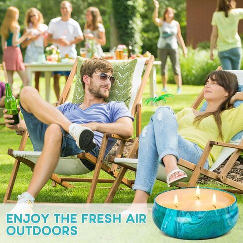 Citronella Candles Outdoor, 3x14oz Large Citronella Candle Set for Home Patio Garden Balcony, 240hrs Long Burn Time 3 Wicks Lemongrass Candle Indoor, Summer Housewarming Gift in Saudi Arabia