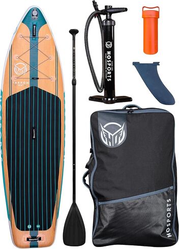 لوح التجديف القابل للنفخ من HO Sports Tarpon iSUP - لوح تجديف وقوف متعدد الاستخدامات ومتين وواسع وثابت - مجداف قابل للتعديل ومضخة يدوية وحقيبة ظهر in Kuwait