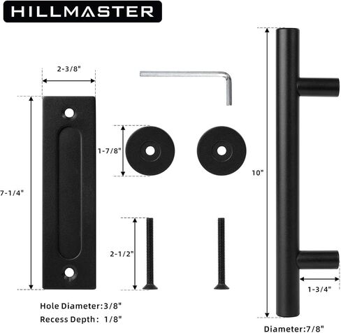 10" Heavy Duty Sliding Barn Door Handle Pull and Flush Door Handle Hardware Set, Solid Rustic Barn Door Pull Kit with Two-Side Design and Black Finish, Round in Saudi Arabia