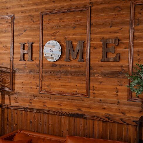Rustic Home Sign with Wall Clock - Wood Letters for Wall Decor - Wooden Wall Clock Silent Non-Ticking - Home Decor for Living Room, Entry Way, Bedroom, Farmhouse Kitchen, Home Decor, Housewarming Gift in Saudi Arabia