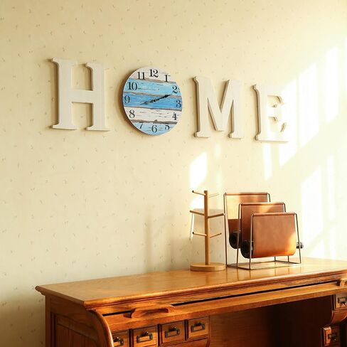 Rustic Home Sign with Wall Clock - Wood Letters for Wall Decor - Wooden Wall Clock Silent Non-Ticking - Home Decor for Living Room, Entry Way, Bedroom, Farmhouse Kitchen, Home Decor, Housewarming Gift in Saudi Arabia