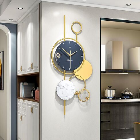 Modern Decorative Wall Clocks Battery Operated Big Metal Wall Clocks for Dining Room Office Bedroom Living Room Decor Wall Clocks Silent Light Luxury Gift (Size:30.7inx15in), Gold in Saudi Arabia