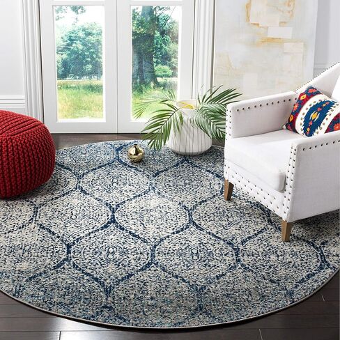 سجادة SAFAVIEH Madison Collection - 2'3" x 8'، كحلي وفضي، تصميم Glam Ogee Trellis المتعثر، لا يتساقط ويسهل العناية به، مثالي للمناطق ذات الحركة العالية في غرفة المعيشة وغرفة النوم (MAD604G) in Saudi Arabia