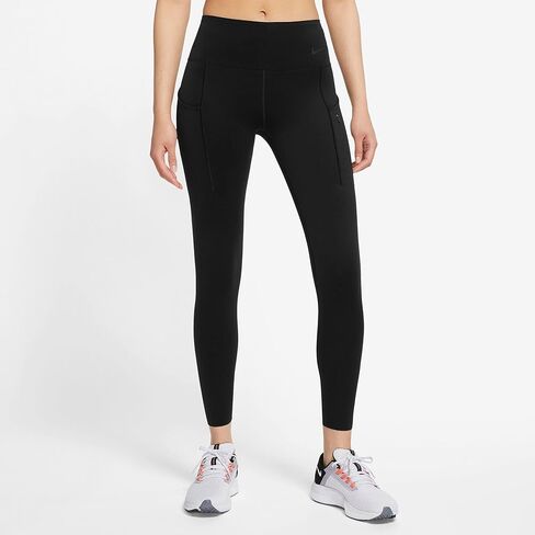 Nike Women's Firm-Support Mid-Rise 7/8 Leggings with Pockets (DQ5692-010, US, Alpha, Small, Regular, Regular) Black in Saudi Arabia