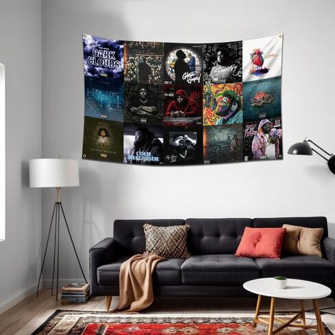ألبوم رود مغني الراب موجة نسيج العلم الكولاج (3x5Ft ، طباعة HD) لغرفة المعيشة غرفة نوم النوم جدار ديكور فني in Kuwait