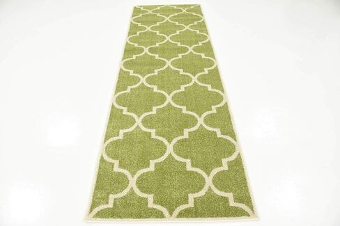 سجادة عداء خضراء من مجموعة Loom Trellis الفريدة من نوعها بشبكة مغربية (2' 7 × 8' 0) in Saudi Arabia