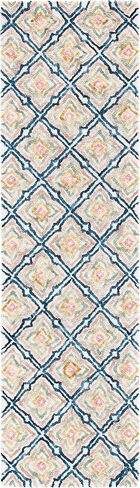 SAFAVIEH Trace Collection Area Rug - 8' x 10', Ivory & Navy, Handmade Wool, Ideal for High Traffic Areas in Living Room, Bedroom (TRC512A) in Saudi Arabia