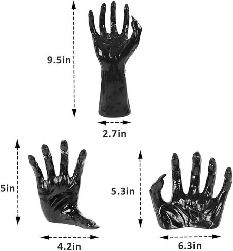 Halloween Decorations - 3 Scary Monster Hands Wall Decor - Hocus Pocus Gothic Decor Indoor Outdoor - Spooky Vintage Wall Sculpture for Home Party Bedroom Room Outside Inside (Candles Not Included) in Saudi Arabia