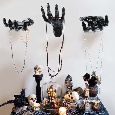 Halloween Decorations - 3 Scary Monster Hands Wall Decor - Hocus Pocus Gothic Decor Indoor Outdoor - Spooky Vintage Wall Sculpture for Home Party Bedroom Room Outside Inside (Candles Not Included) in Saudi Arabia