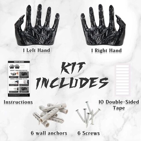 ديكورات عيد الهالوين من الكرز الشرقي - 3 أيادي وحش مخيفة ديكور جدار - ديكور قوطي Hocus Pocus داخلي وخارجي - منحوتة جدارية عتيقة مخيفة لغرفة النوم المنزلية والحفلات بالخارج من الداخل in Kuwait