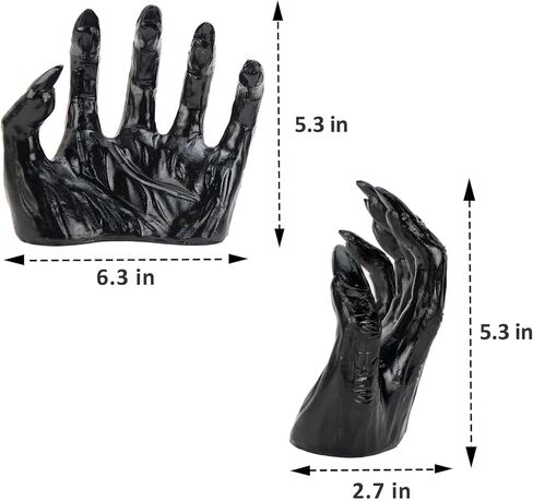 ديكورات عيد الهالوين من الكرز الشرقي - 3 أيادي وحش مخيفة ديكور جدار - ديكور قوطي Hocus Pocus داخلي وخارجي - منحوتة جدارية عتيقة مخيفة لغرفة النوم المنزلية والحفلات بالخارج من الداخل in Kuwait