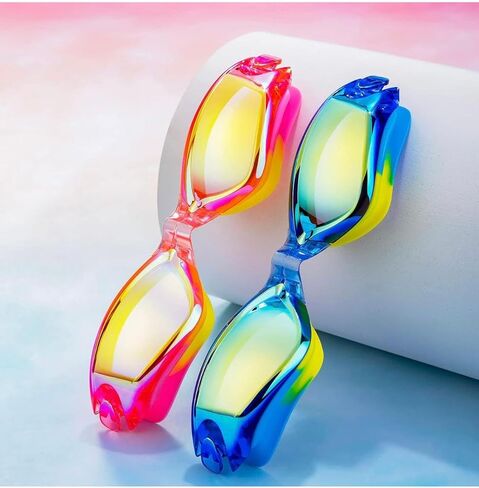JSJM New Kids Swimming Goggles Professional High-Definition Anti-Fog Swimming Goggles Set Swimming Pool, Pink&blue, js999 in Saudi Arabia
