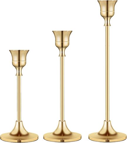 Candlestick Holders Taper Candle Holders, Brass Gold Candlestick Holder Set Candle Stick Holders kit Decorative Candlestick Stand for Wedding Party Dinning in Saudi Arabia