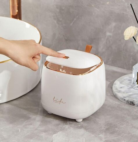 Plastic Trash can Creative Mini Desktop Trash can, with lid Small Home Office Cleaning Trash Button Desktop Storage bin, with 50 Trash Bags in Saudi Arabia