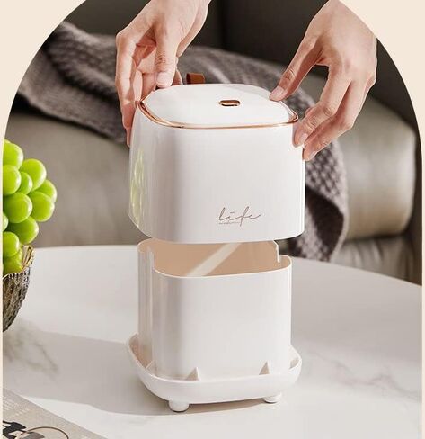 Plastic Trash can Creative Mini Desktop Trash can, with lid Small Home Office Cleaning Trash Button Desktop Storage bin, with 50 Trash Bags in Saudi Arabia