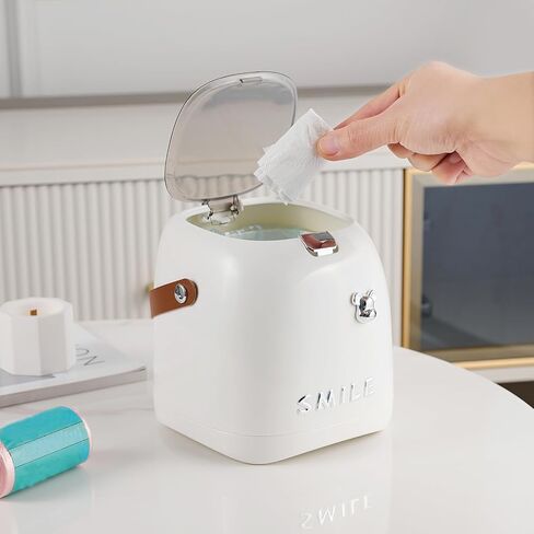 Plastic Trash can Creative Mini Desktop Trash can, with lid Small Home Office Cleaning Trash Button Desktop Storage bin, with 50 Trash Bags in Saudi Arabia
