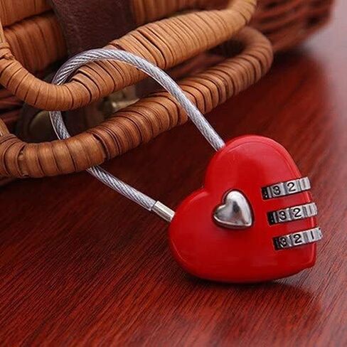 Mini Love Heart Lock,Red Heart Padlock, Mini Code Lock, Wire Rope 3-Digit Code Combination Padlock for Travel Bags/Suitcase/Lockers/Backpacks/Jewelry Boxes in Saudi Arabia