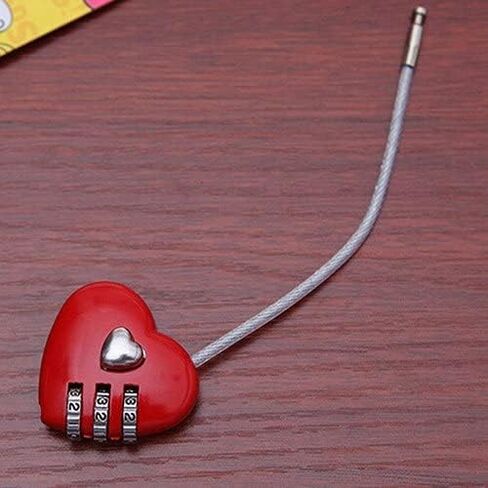 Mini Love Heart Lock,Red Heart Padlock, Mini Code Lock, Wire Rope 3-Digit Code Combination Padlock for Travel Bags/Suitcase/Lockers/Backpacks/Jewelry Boxes in Saudi Arabia