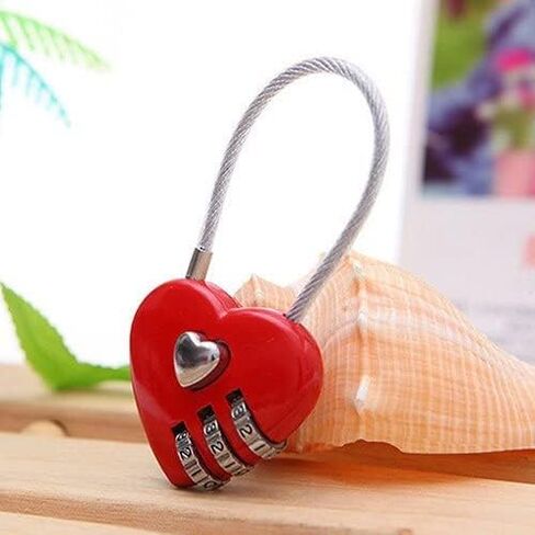 Mini Love Heart Lock,Red Heart Padlock, Mini Code Lock, Wire Rope 3-Digit Code Combination Padlock for Travel Bags/Suitcase/Lockers/Backpacks/Jewelry Boxes in Saudi Arabia