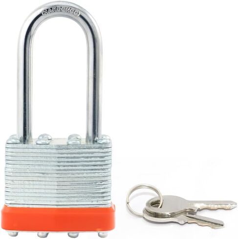 Laminated Steel Keyed Padlock,Keyed Alike Locks, Long Shackle Padlock,1-9/16"(40mm) Wide Body，Pack of 12,Ring Orange in Saudi Arabia