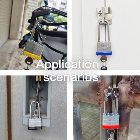 Laminated Steel Keyed Padlock,Keyed Alike Locks, Long Shackle Padlock,1-9/16"(40mm) Wide Body，Pack of 12,Ring Orange in Saudi Arabia