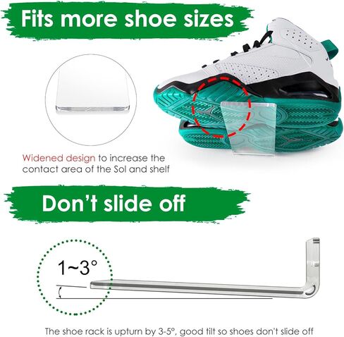 Shoe Floating Display Shelves Wall Mount Set of 5 - Sturdy Acrylic Levitating Sneakers Shelves - Easy to Install, Display Your Top Shoes… in Saudi Arabia
