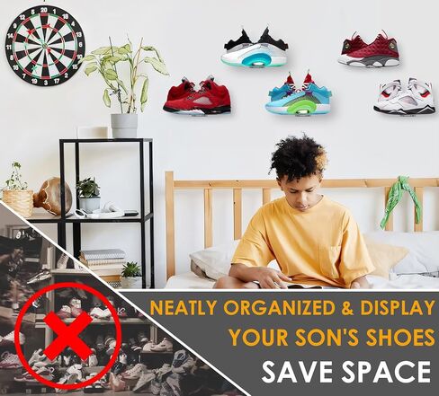 Shoe Floating Display Shelves Wall Mount Set of 5 - Sturdy Acrylic Levitating Sneakers Shelves - Easy to Install, Display Your Top Shoes… in Saudi Arabia