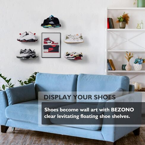 Shoe Floating Display Shelves Wall Mount Set of 5 - Sturdy Acrylic Levitating Sneakers Shelves - Easy to Install, Display Your Top Shoes… in Saudi Arabia