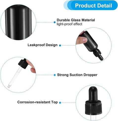 PATIKIL 2ml Glass Dropper Bottle, 24Pcs Leakproof Essential Oils Sample Liquid Perfume Container with Eye Dropper for Storage Travel, Blue in Saudi Arabia
