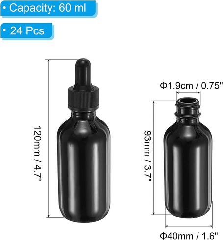 PATIKIL 2ml Glass Dropper Bottle, 24Pcs Leakproof Essential Oils Sample Liquid Perfume Container with Eye Dropper for Storage Travel, Blue in Saudi Arabia