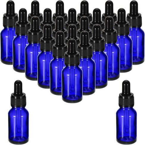 PATIKIL 2ml Glass Dropper Bottle, 24Pcs Leakproof Essential Oils Sample Liquid Perfume Container with Eye Dropper for Storage Travel, Blue in Saudi Arabia