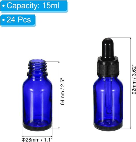 PATIKIL 2ml Glass Dropper Bottle, 24Pcs Leakproof Essential Oils Sample Liquid Perfume Container with Eye Dropper for Storage Travel, Blue in Saudi Arabia