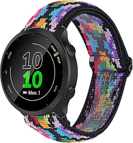 شريط مطاطي متوافق مع Garmin Forerunner 55 Band، ملحقات حزام حلقة بديلة قابلة للتعديل من النايلون الناعم متوافقة مع Garmin Forerunner 55 / Approach S42 / Approach S12/D2 Air in Kuwait