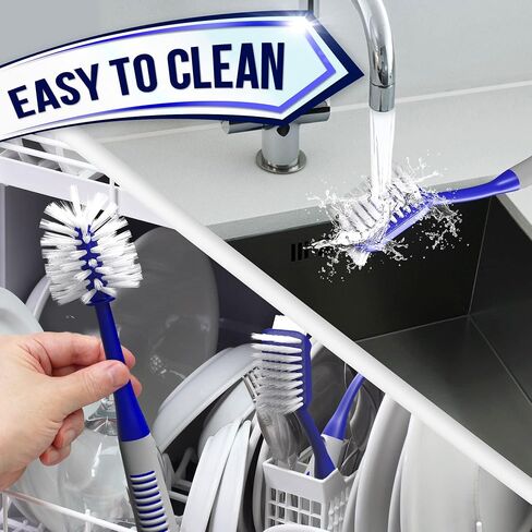 Dish Brush Set of 4 with Bottle Water Brush, Dish Scrub Brush, Scrubber Brush and Straw Brush - Kitchen Scrub Brushes Ergonomic Non Slip Long Handle for Cleaning Cleaner Wash Dish Sink Dishes Cup Pot in Saudi Arabia
