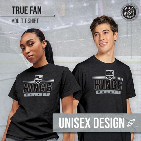 تي شيرت Wright & Ditson للكبار NHL Heather Charcoal True Fan Hockey - مزيج من القطن والبوليستر بدون علامة - راحة مطلقة in Kuwait