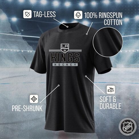 تي شيرت Wright & Ditson للكبار NHL Heather Charcoal True Fan Hockey - مزيج من القطن والبوليستر بدون علامة - راحة مطلقة in Kuwait