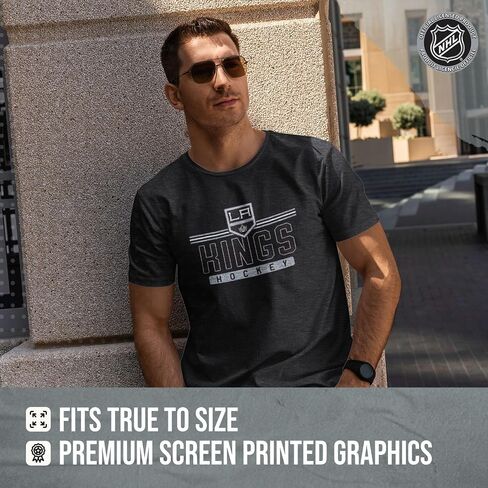 تي شيرت Wright & Ditson للكبار NHL Heather Charcoal True Fan Hockey - مزيج من القطن والبوليستر بدون علامة - راحة مطلقة in Kuwait