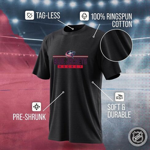 تي شيرت Wright & Ditson للكبار NHL Heather Charcoal True Fan Hockey - مزيج من القطن والبوليستر بدون علامة - راحة مطلقة in Kuwait