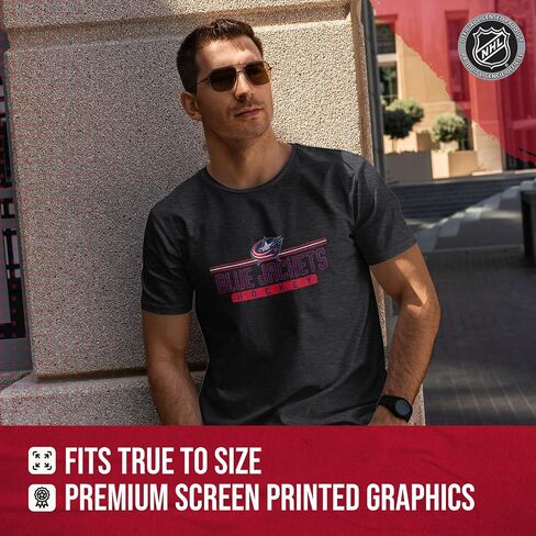 تي شيرت Wright & Ditson للكبار NHL Heather Charcoal True Fan Hockey - مزيج من القطن والبوليستر بدون علامة - راحة مطلقة in Kuwait