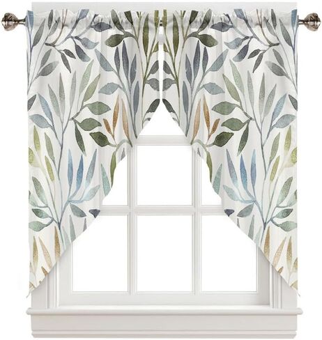 Mrcrypos Swag Valances for Windows Watercolor Blue Orange Yellow Rod Pocket Kitchen Window Curtains Over Sink Gradient Color Window Curtain Panel Swag Curtains Valences 36 Inches Length (2 Panels) in Saudi Arabia