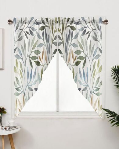 Mrcrypos Swag Valances for Windows Watercolor Blue Orange Yellow Rod Pocket Kitchen Window Curtains Over Sink Gradient Color Window Curtain Panel Swag Curtains Valences 36 Inches Length (2 Panels) in Saudi Arabia