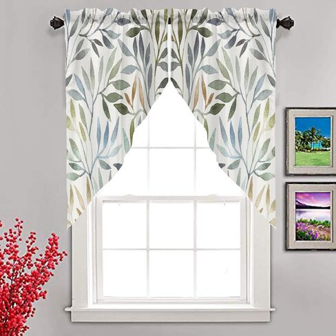 Mrcrypos Swag Valances for Windows Watercolor Blue Orange Yellow Rod Pocket Kitchen Window Curtains Over Sink Gradient Color Window Curtain Panel Swag Curtains Valences 36 Inches Length (2 Panels) in Saudi Arabia