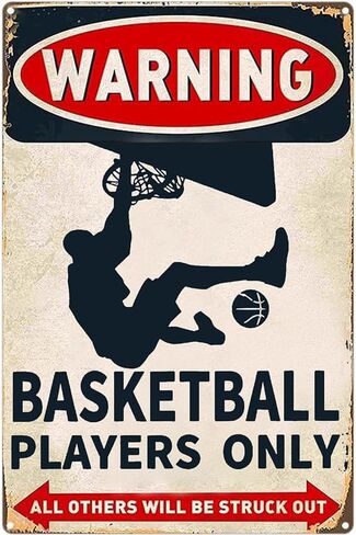 Basketball Players Only Metal Sign Warning All Others Will Be Struck Out Tin Signs Basketball Poster Gifts for Kids Boys Bedroom Wall Art Decor 8x12 Inches in Saudi Arabia
