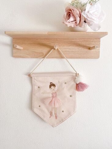 MON AMI Embroidered Ballerina Hanging Wall Canvas Banner – 10", Wall Decor For Nursery, Kids, Teen’s Bedroom & Playroom in Saudi Arabia