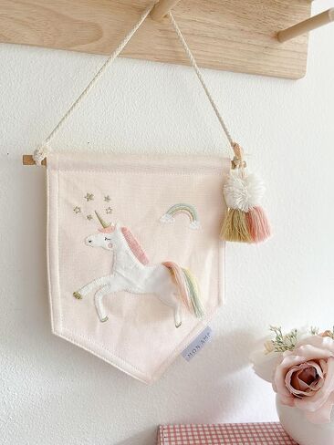 MON AMI Embroidered Ballerina Hanging Wall Canvas Banner – 10", Wall Decor For Nursery, Kids, Teen’s Bedroom & Playroom in Saudi Arabia