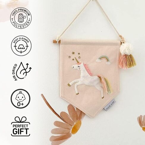 MON AMI Embroidered Ballerina Hanging Wall Canvas Banner – 10", Wall Decor For Nursery, Kids, Teen’s Bedroom & Playroom in Saudi Arabia