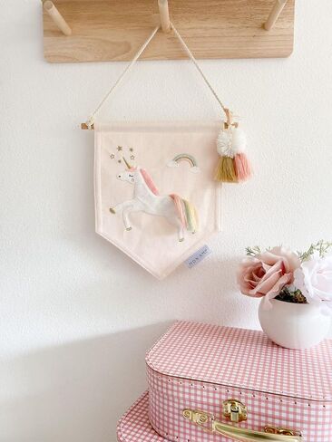 MON AMI Embroidered Ballerina Hanging Wall Canvas Banner – 10", Wall Decor For Nursery, Kids, Teen’s Bedroom & Playroom in Saudi Arabia