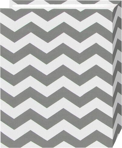 Pioneer Photo Albums CHEV-100 Chevron Fabric Frame Photo Album with 100 Pockets Hold, 4 x 6, Gray/White in Saudi Arabia
